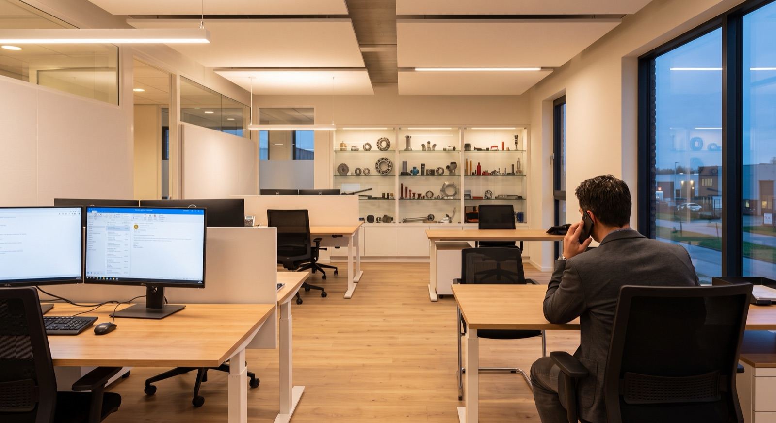 Salesperson at a desk with email open